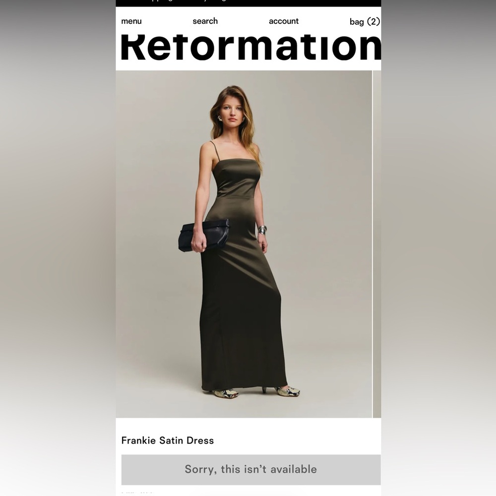 Reformation Frankie Satin Dress Green - Size 6